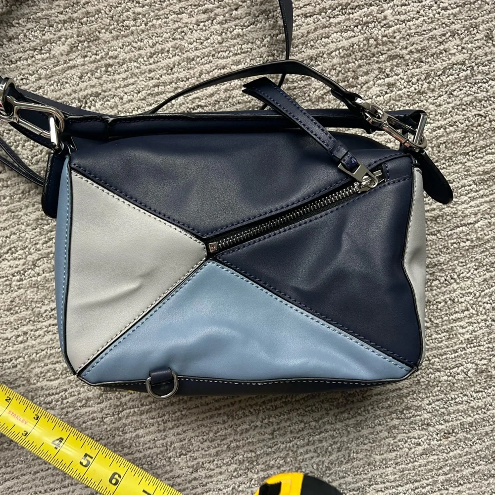 Blue Puzzle Bag Fashion Geometric Crossbody in Light Blue, Navy - Picture 4 of 15